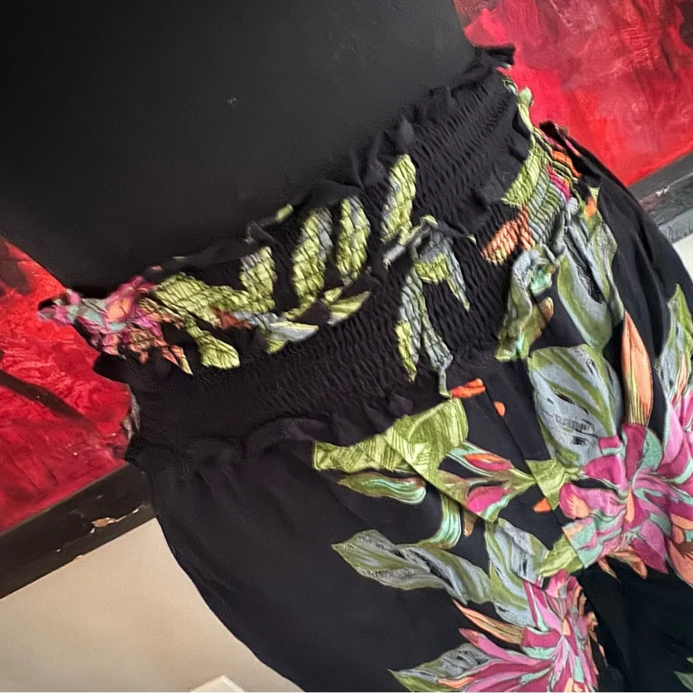 Floral Black Wide-Leg Pants - Picture 4 of 10